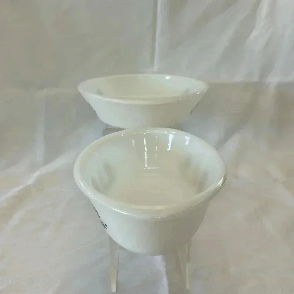 2 - Glasbake 1970s Casserole Dishes Green Daisy Milk Glass MCM Kitchen